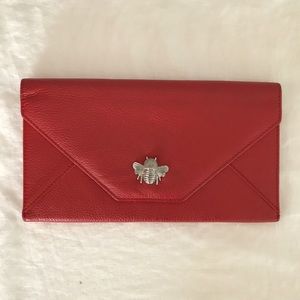 Rowallan Red Leather Bee Snap Travel Wallet